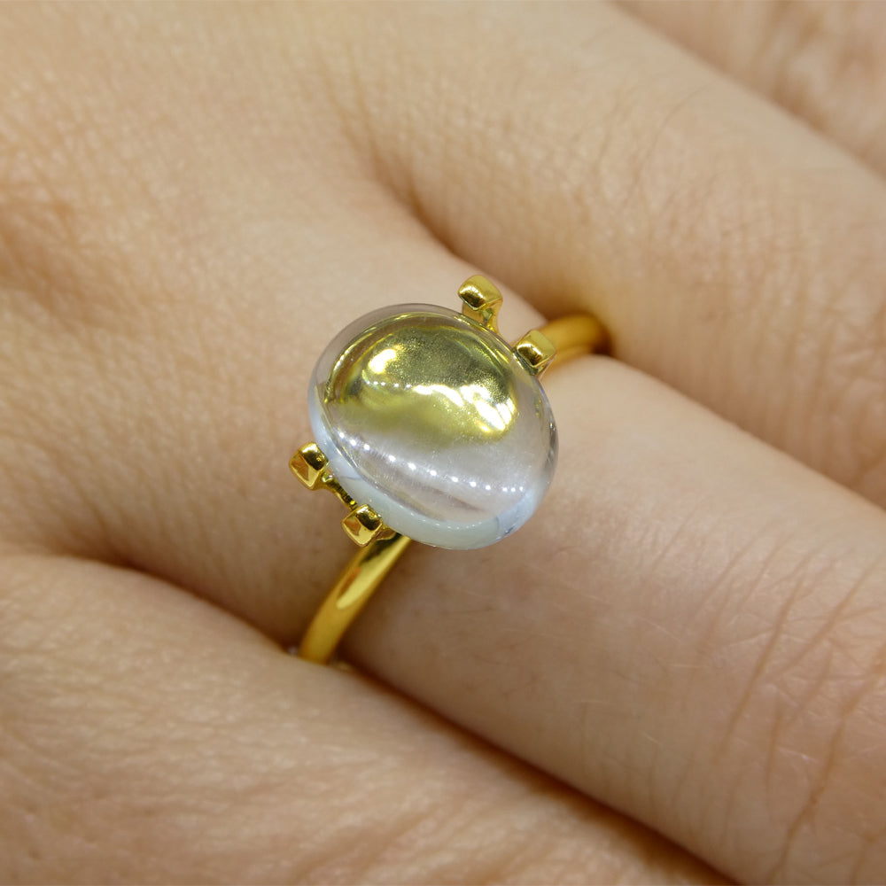 SkyJems Brazilian Blue Aquamarine Oval Cabochon Gemstone, 3.36 carats, Rare Natural Beryl from South America