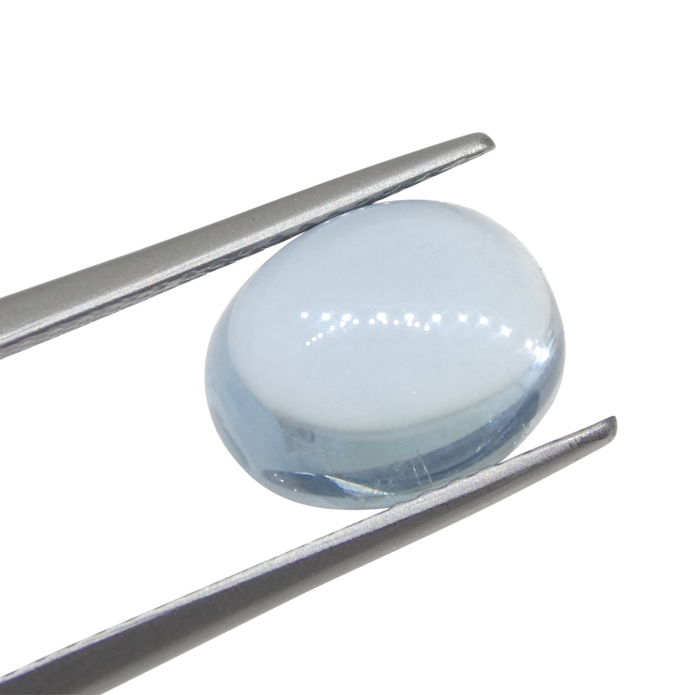 SkyJems Blue Aquamarine Cabochon 3.36ct Oval Gemstone from Brazil, Natural Beryl Fine Jewelry Stone