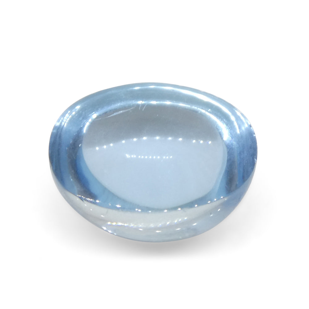 SkyJems Blue Aquamarine Cabochon from Brazil - 3.36ct Oval Gemstone, Natural Beryl, Collector's Quality