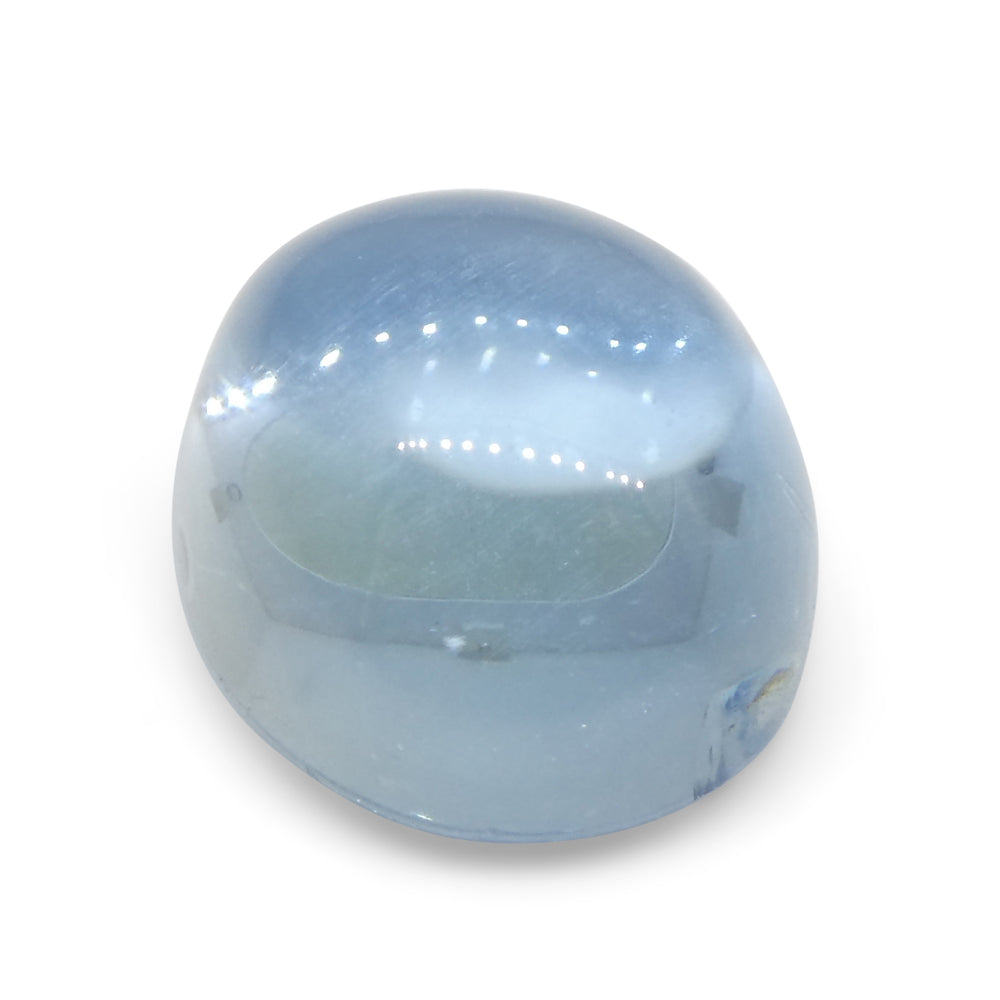 SkyJems Blue Aquamarine Cabochon from Brazil - 3.36ct Oval Gemstone, Natural Beryl, Collector's Quality