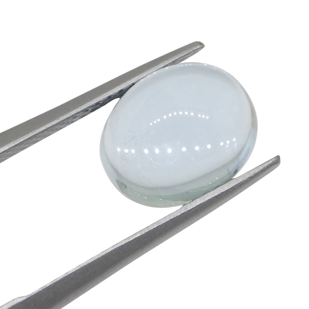 SkyJems 3.4ct Blue Aquamarine Cabochon from Brazil - Oval Gemstone, Natural Brazilian Blue Beryl