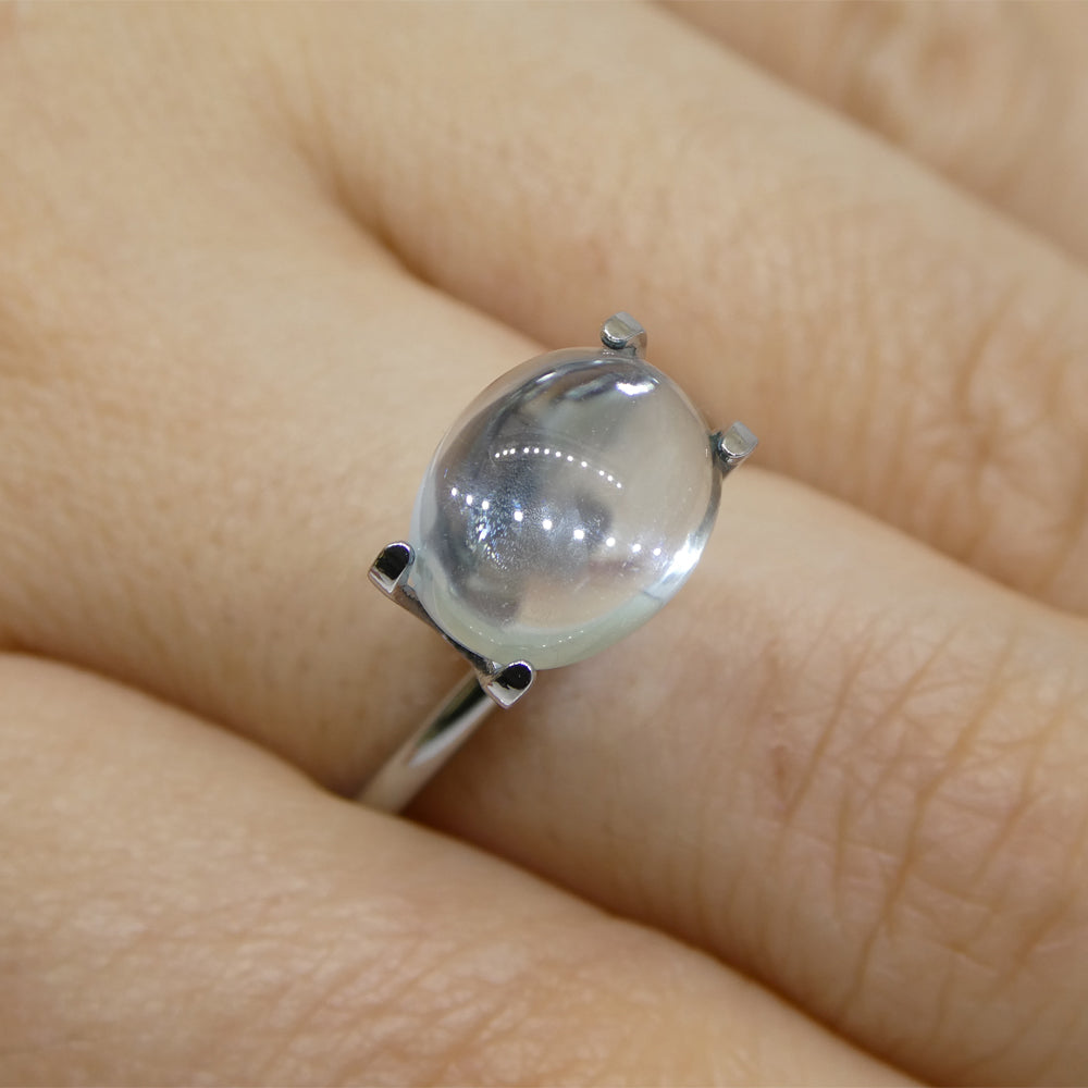 SkyJems 3.4ct Blue Aquamarine Oval Cabochon from Brazil, premium Brazilian gemstone in soft azure hue