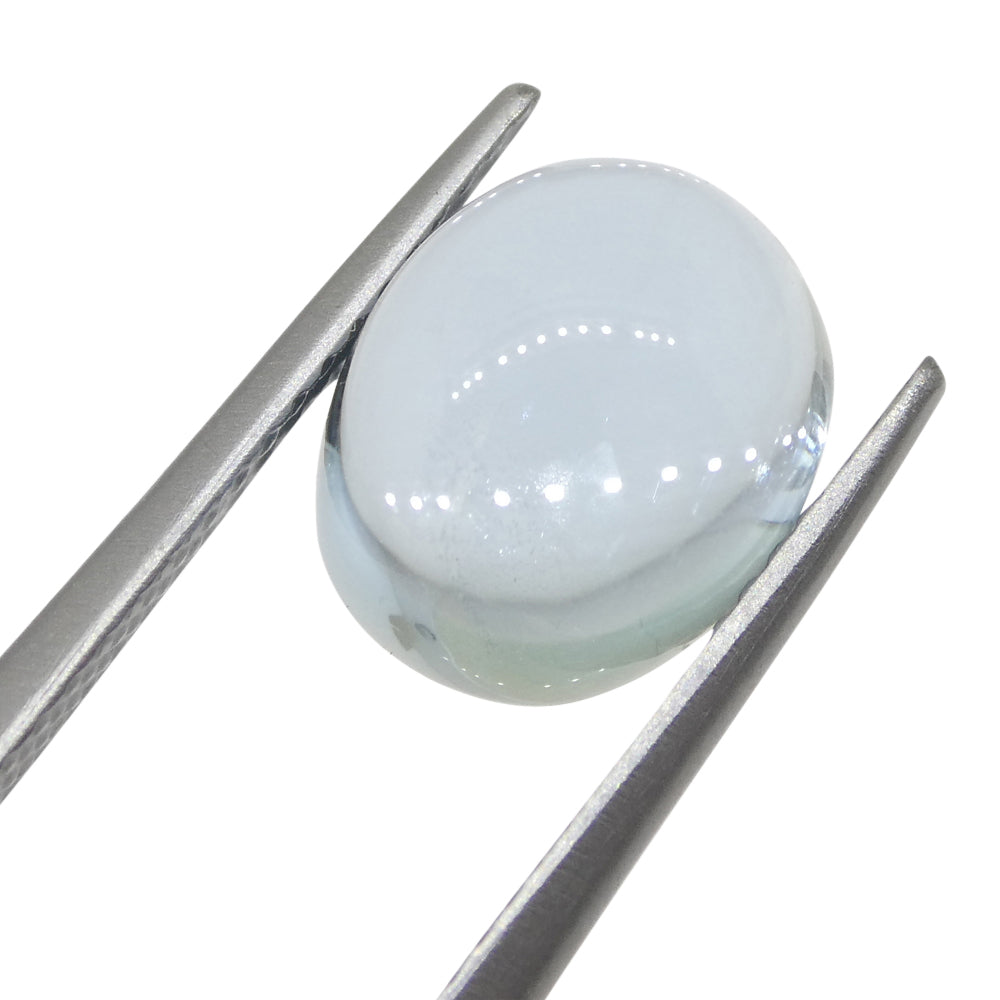 SkyJems 3.4ct Blue Aquamarine Cabochon from Brazil - Oval Gemstone, Natural Brazilian Blue Beryl