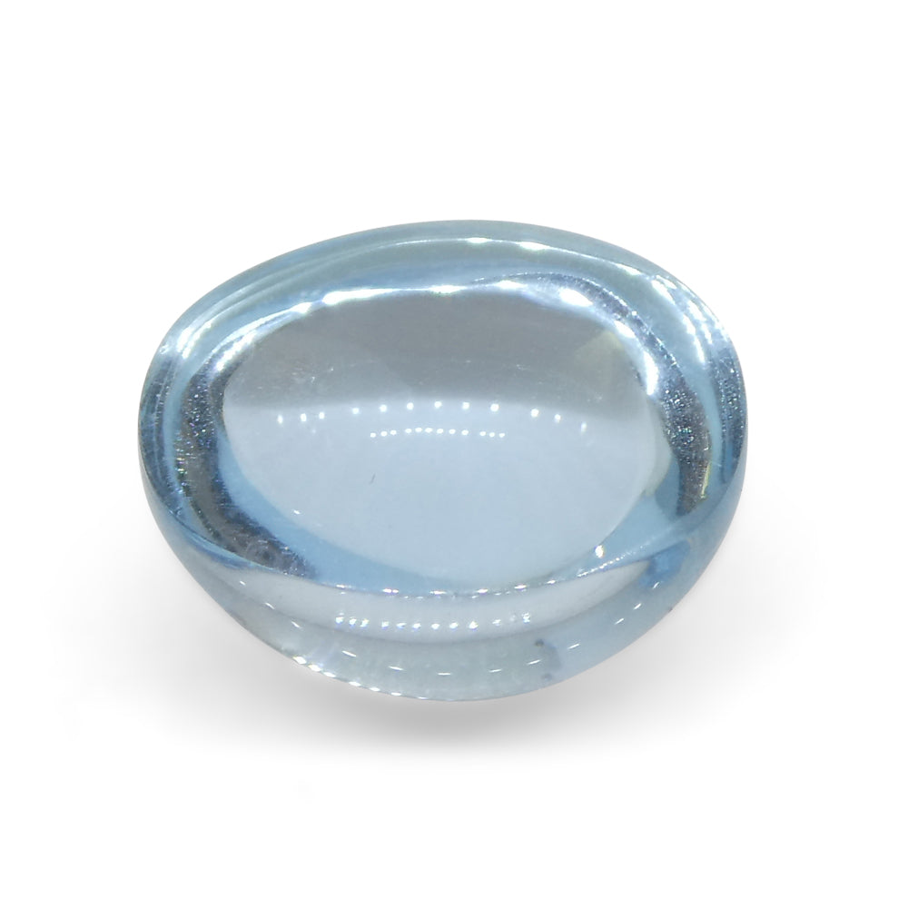 SkyJems 3.4ct Blue Aquamarine Cabochon from Brazil - Oval Medium Light Blue Beryl Gemstone
