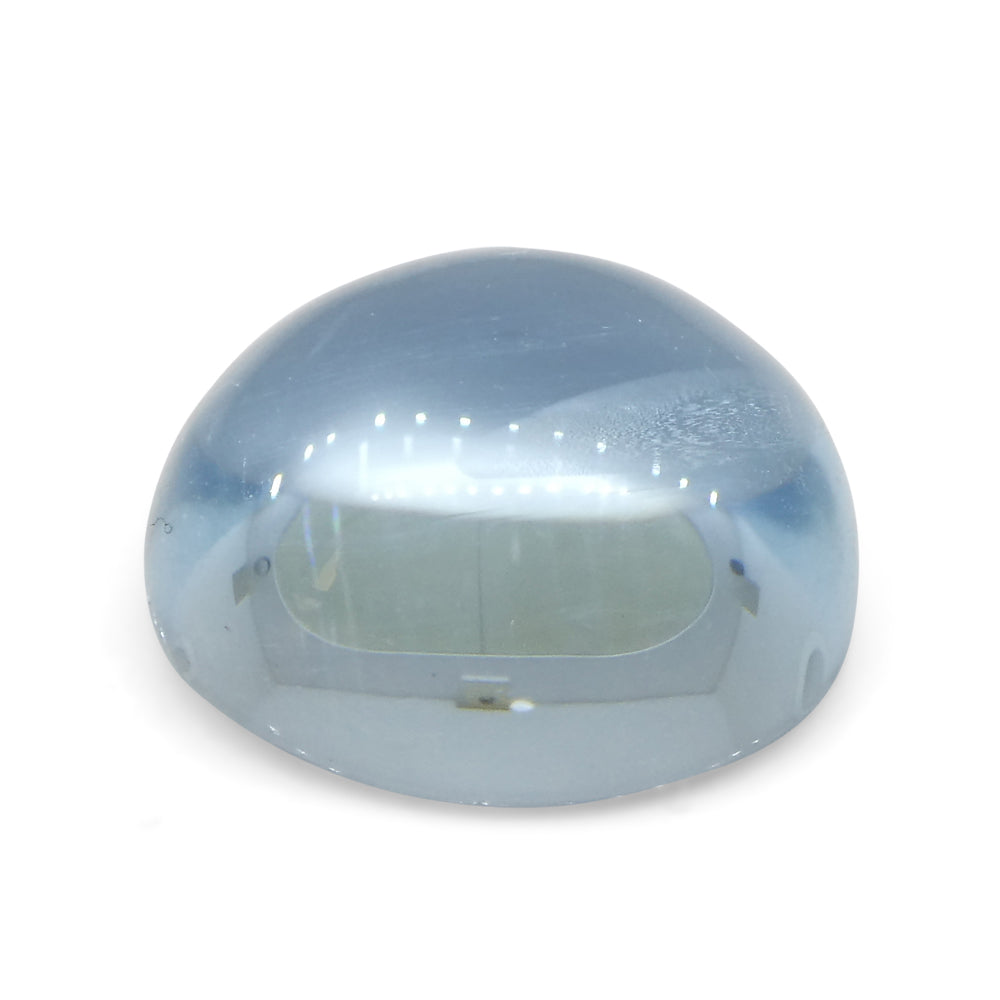 SkyJems Blue Aquamarine Cabochon: 3.4ct Brazilian Oval Gemstone in Serene Medium-Light Blue Tone