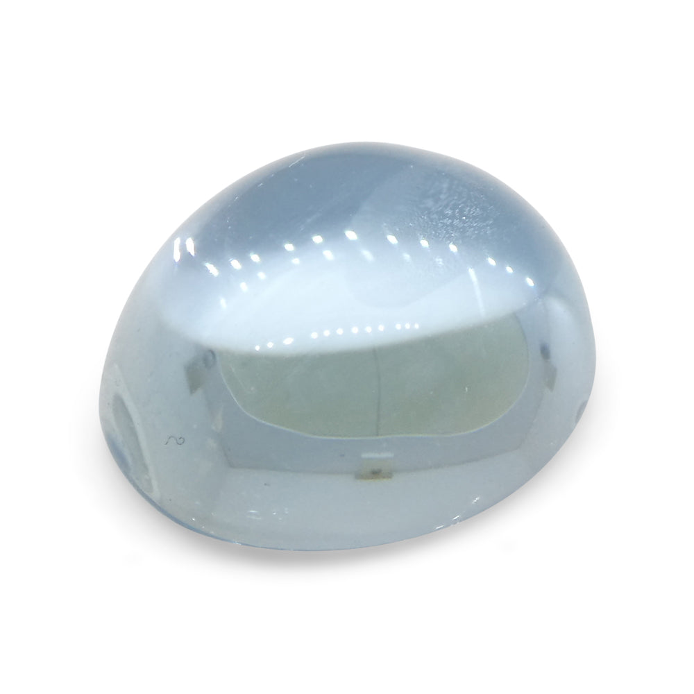 SkyJems Blue Aquamarine Cabochon: 3.4ct Oval Brazilian Gemstone in Serene Medium-Light Blue Tone