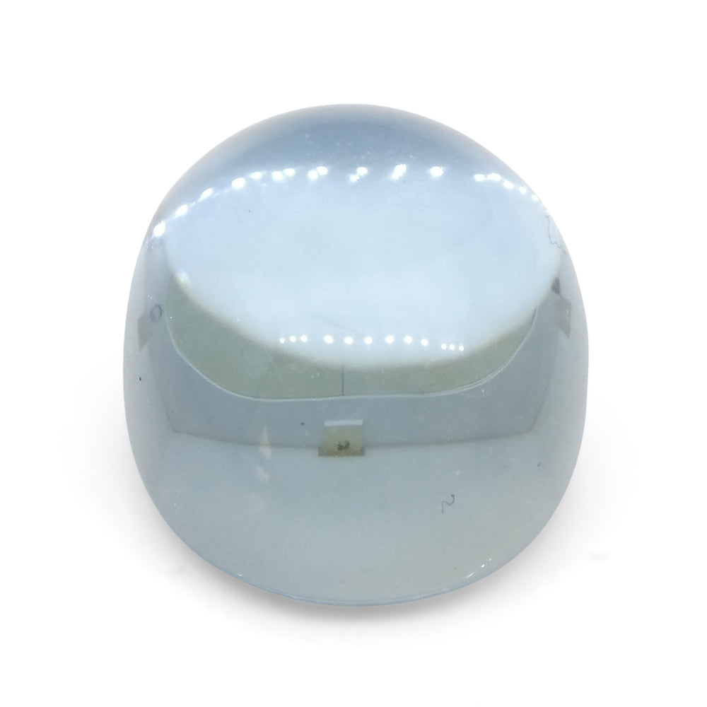 SkyJems Brazilian Blue Aquamarine Cabochon: 3.4 carat oval gemstone with medium-light blue color and natural Brazilian origin