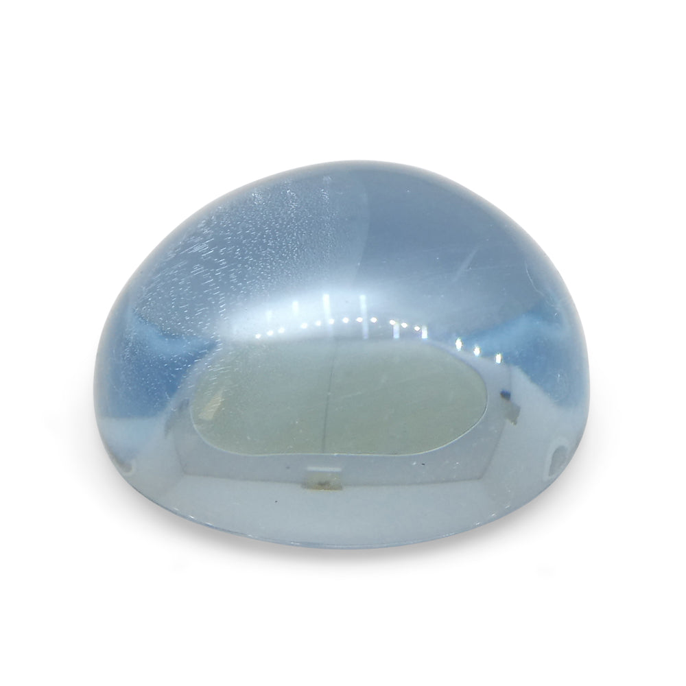 SkyJems Blue Aquamarine Cabochon: 3.4ct Oval Brazilian Gemstone for Fine Jewelry and Collectors