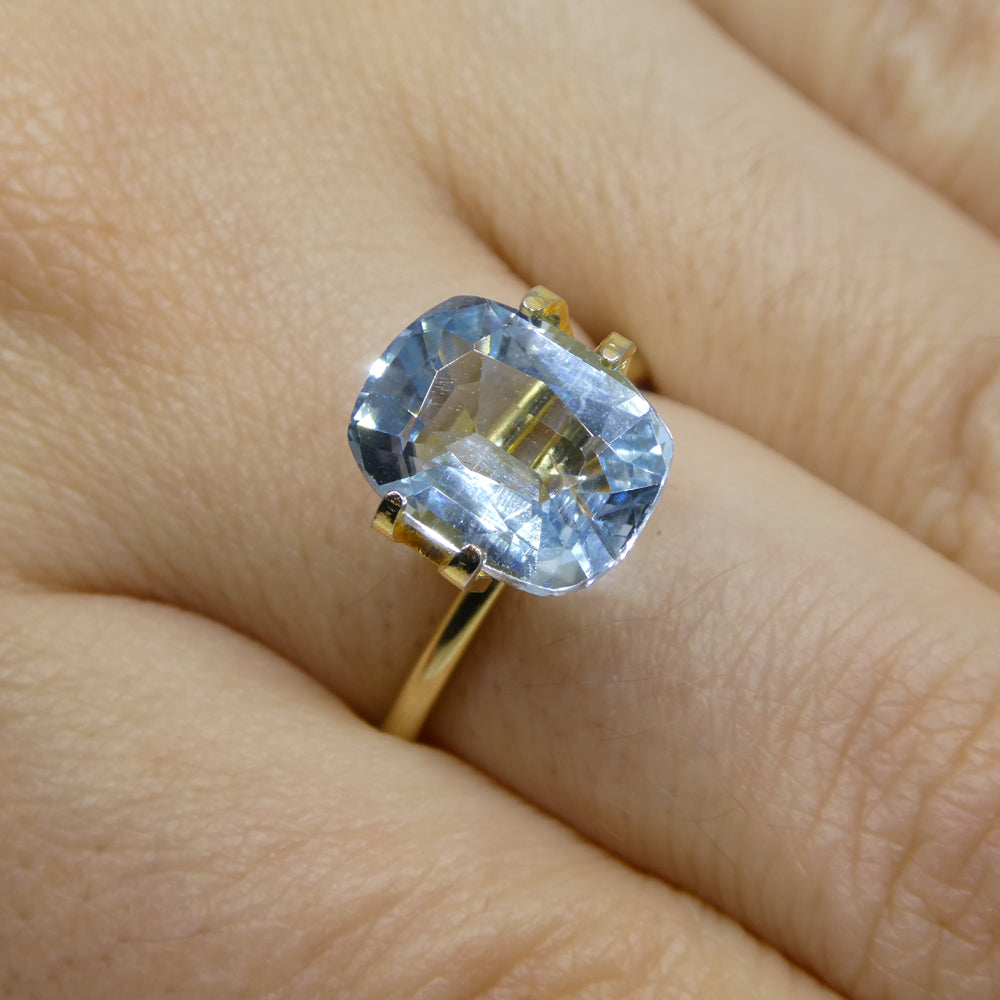 SkyJems 4.25ct Brazilian Blue Aquamarine Cushion Cut Gemstone - Rare Natural Beryl from Brazil