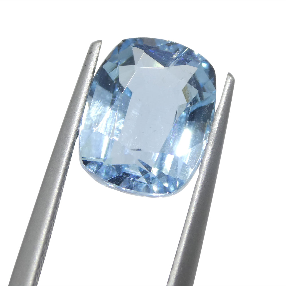 4.25ct Brazilian Blue Aquamarine Cushion Gemstone from SkyJems - Rare Natural Beryl Fine Jewelry Stone