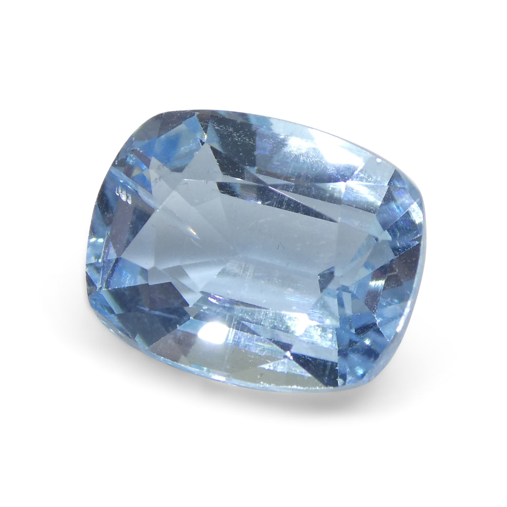 SkyJems 4.25ct Brazilian Blue Aquamarine Cushion Cut Gemstone, Vibrant Medium-Light Azure Beryl from Brazil