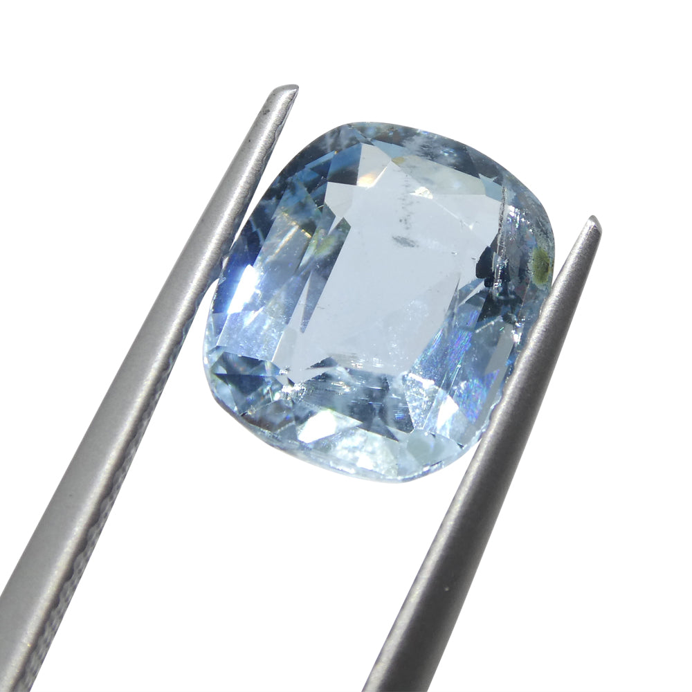 3.6ct Brazilian Blue Aquamarine Cushion Gemstone from SkyJems, Vibrant Medium-Light Blue Beryl Collector's Specimen