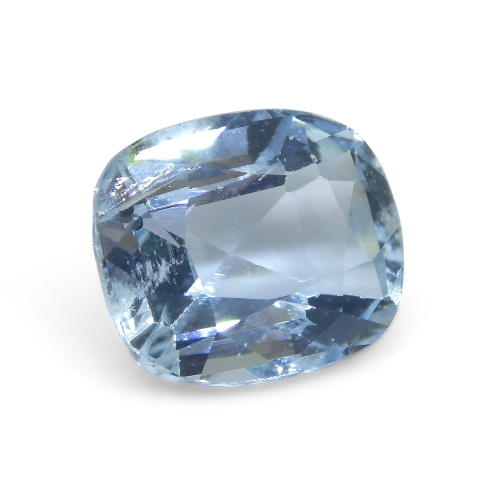 3.6 carat Brazilian blue aquamarine cushion cut gemstone from SkyJems, premium medium-light blue beryl from Brazil