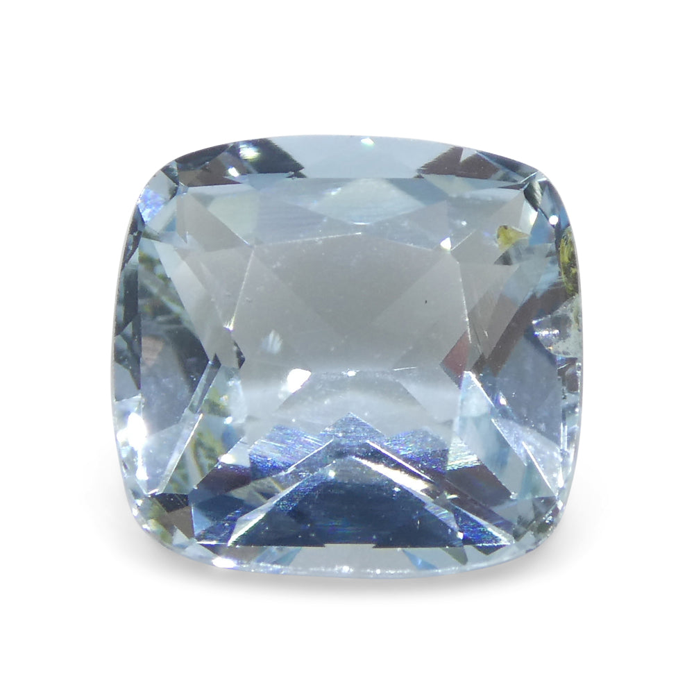 SkyJems 2.6ct Square Cushion Blue Aquamarine from Brazil, premium Brazilian gemstone with brilliant cut and medium-light blue
