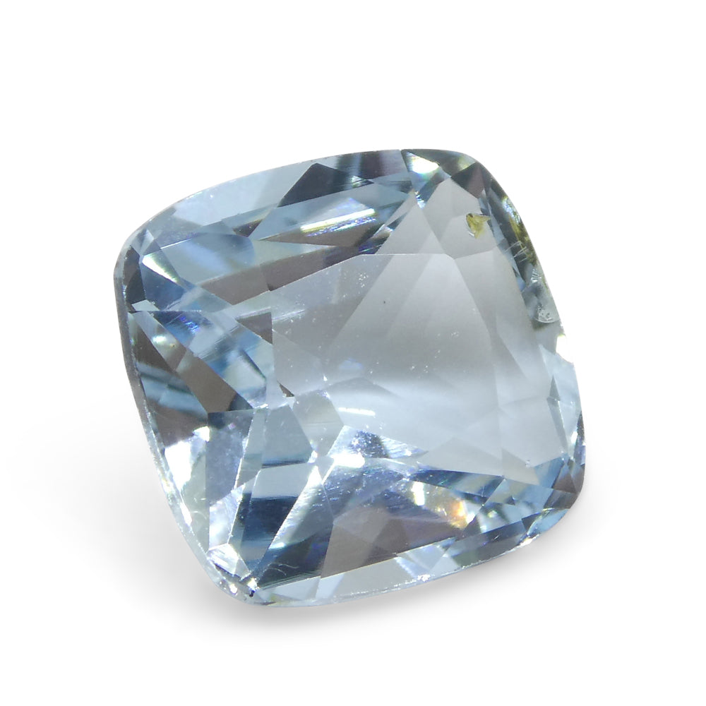 SkyJems 2.6ct Square Cushion Blue Aquamarine from Brazil, premium Brazilian gemstone with brilliant cut and medium-light blue