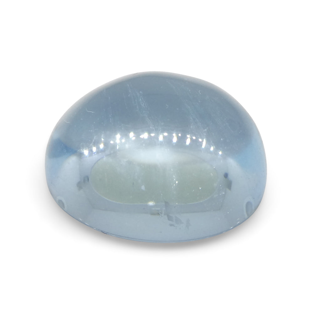 SkyJems 3.29ct Blue Aquamarine Oval Cabochon from Brazil - Natural Unheated Gemstone Loose Stone