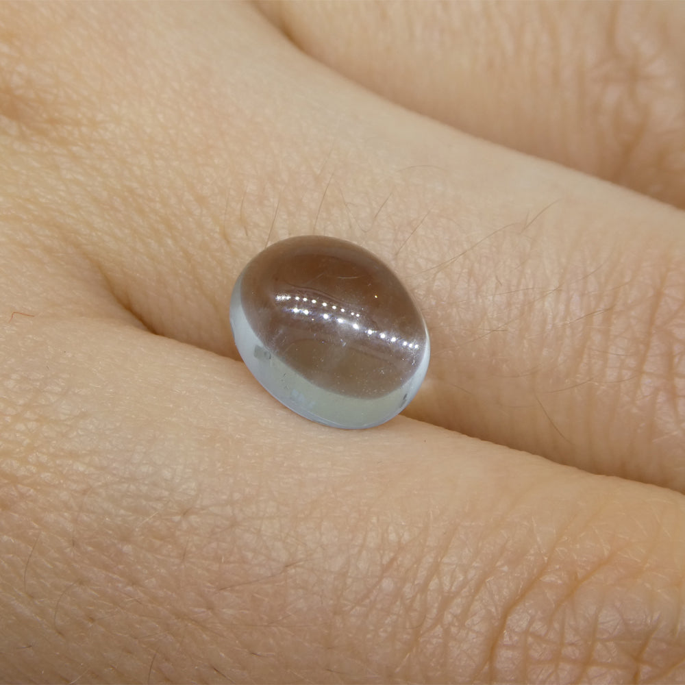 SkyJems 3.29ct Blue Aquamarine Oval Cabochon from Brazil - Natural Unheated Gemstone for Jewelry