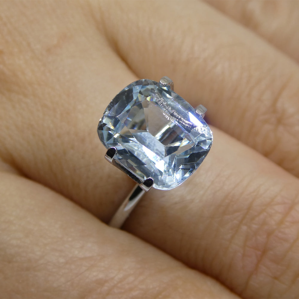 4.37ct Brazilian Blue Aquamarine Cushion Gemstone from SkyJems Rare Gem Collection