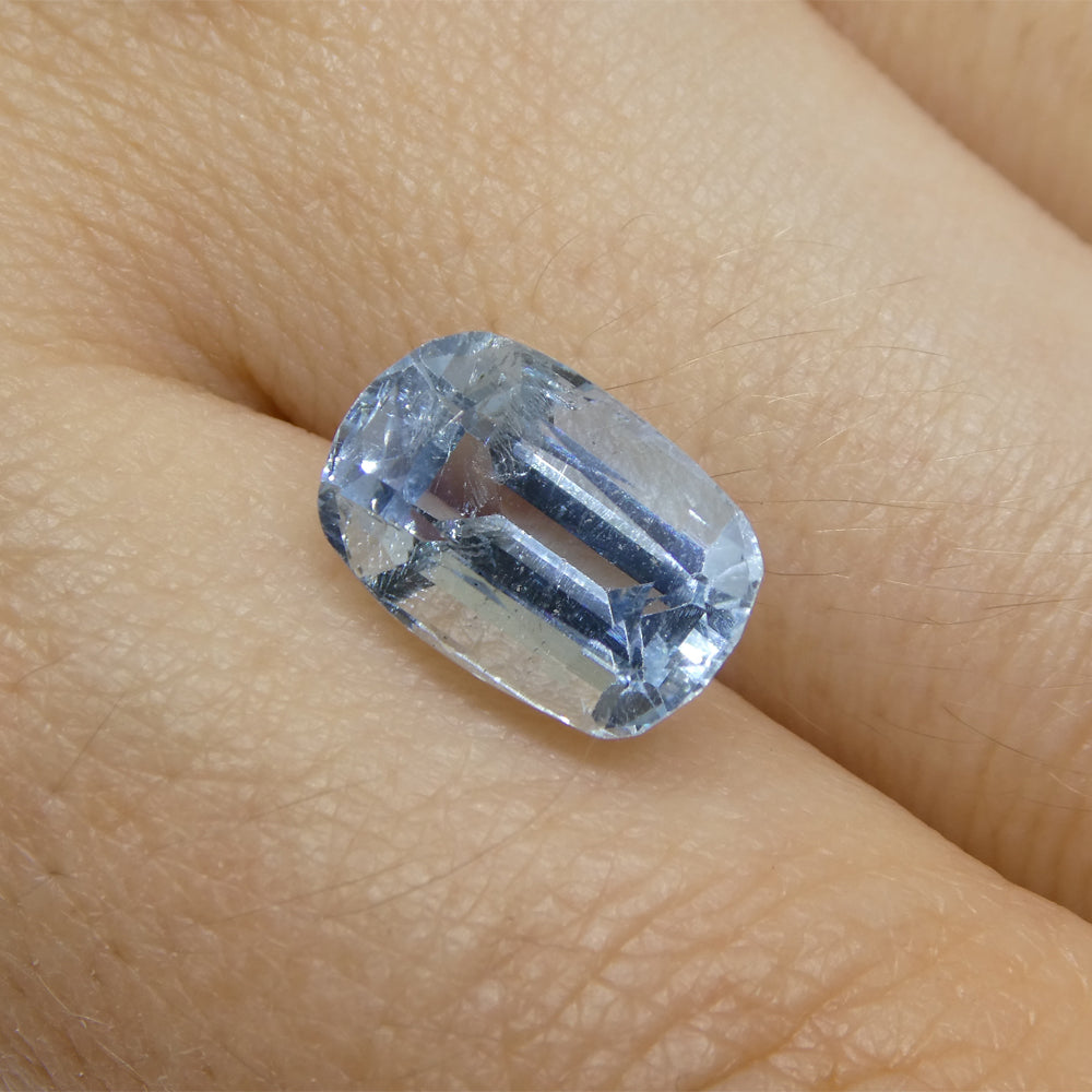 SkyJems 3.54ct Brazilian Blue Aquamarine Cushion Cut Gemstone, Vibrant Medium Blue Beryl Gem