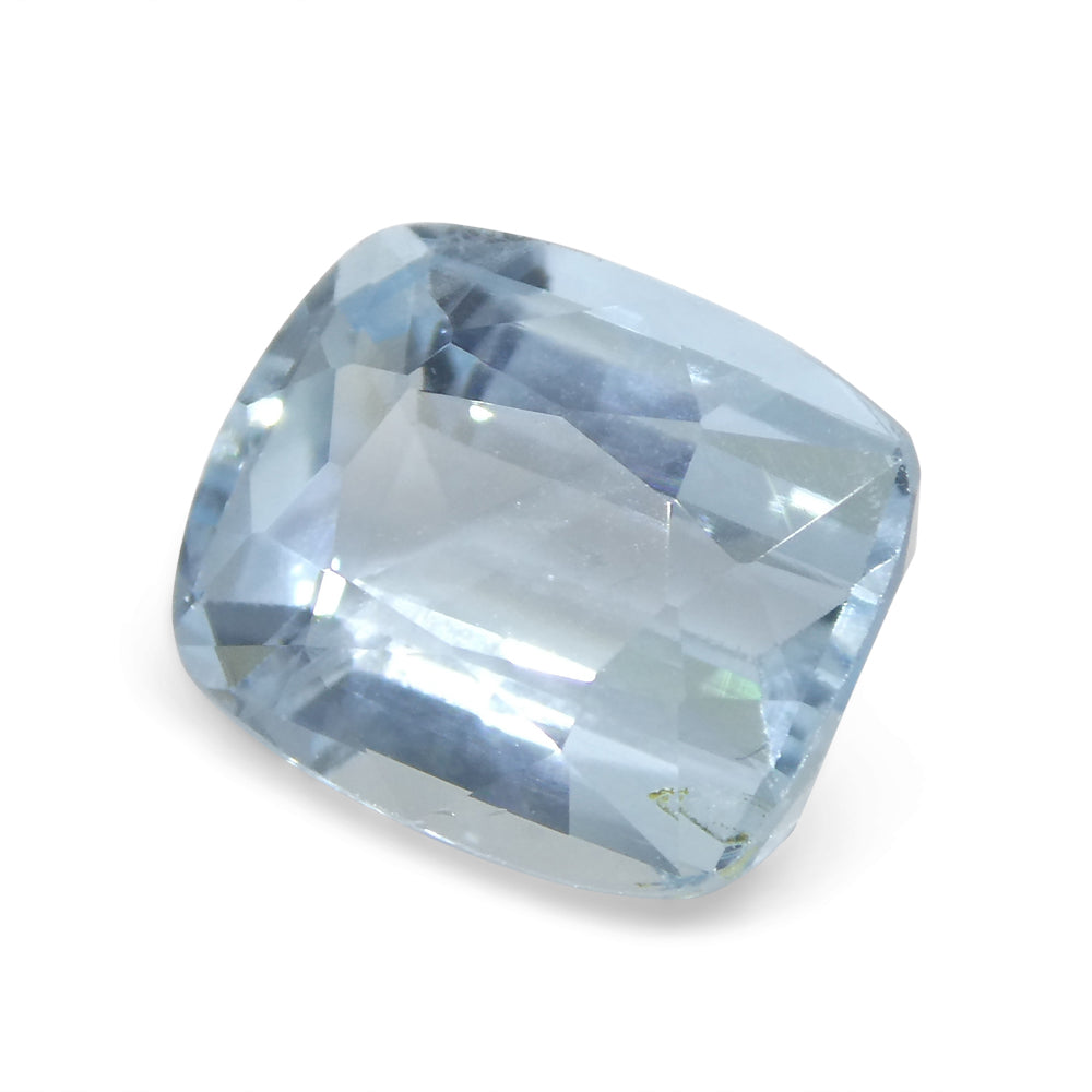SkyJems 3.21ct Brazilian Blue Aquamarine Cushion Cut Gemstone, Unheated Natural Beryl Crystal