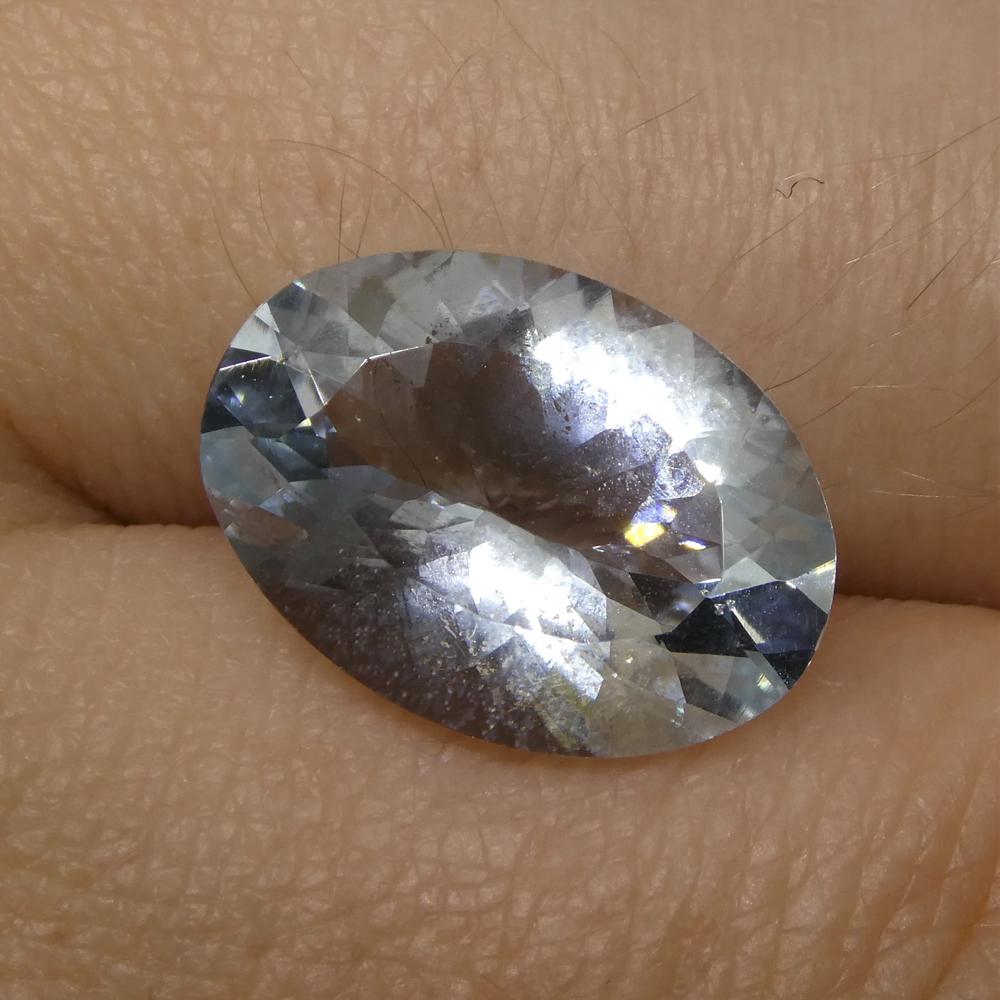 4.66 ct Oval Brazilian Aquamarine with soft blue hue, precision-cut by SkyJems' expert gemologists since 1967