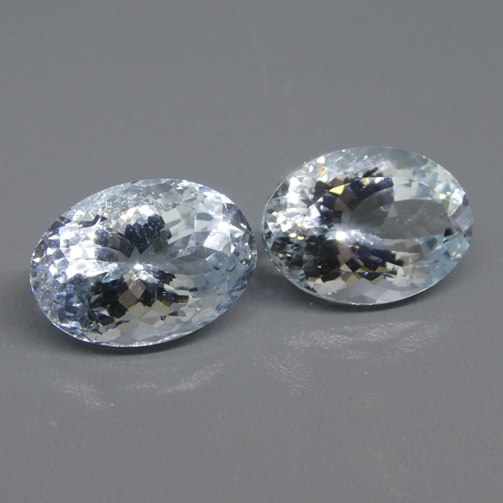 SkyJems 12.58ct Oval Blue Aquamarine Pair from Brazil, Mixed Cut Beryl Gemstone for Fine Jewelry