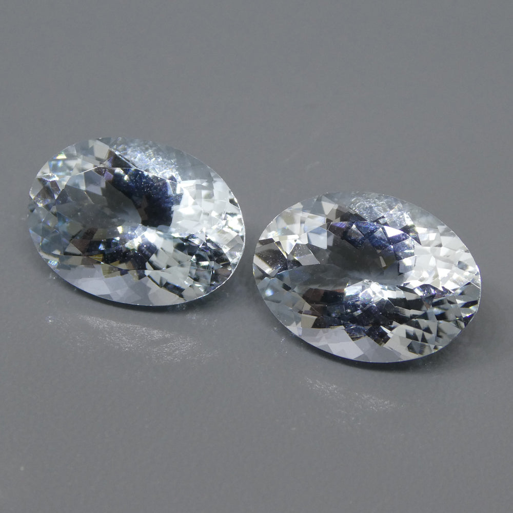 SkyJems 10.78ct Oval Blue Aquamarine Pair from Brazil, Mixed Cut Beryl Gemstone for Fine Jewelry