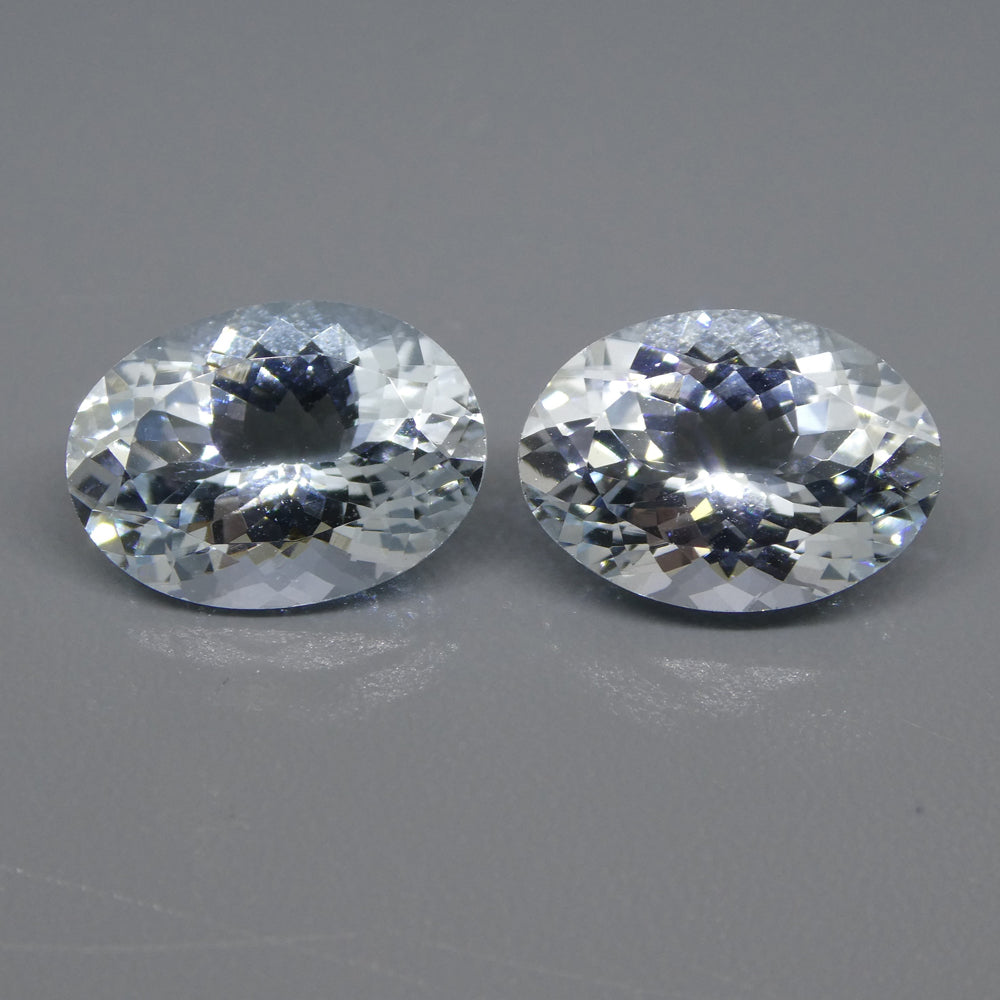 SkyJems 10.78ct Oval Blue Aquamarine Pair from Brazil, Mixed Cut Beryl Gemstone for Fine Jewelry