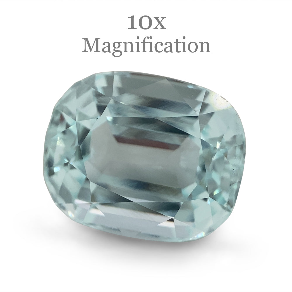 7.73ct Brazilian Blue Cushion Aquamarine from SkyJems, premium unheated beryl gemstone with step cut brilliance