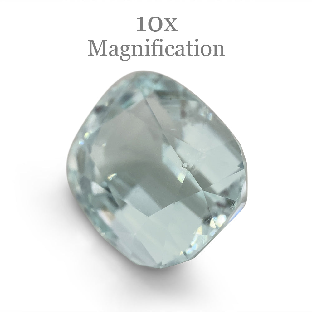 9.54ct Brazilian Cushion-Cut Aquamarine with Blue-Green Hue, Unheated Beryl Gemstone from SkyJems Canada