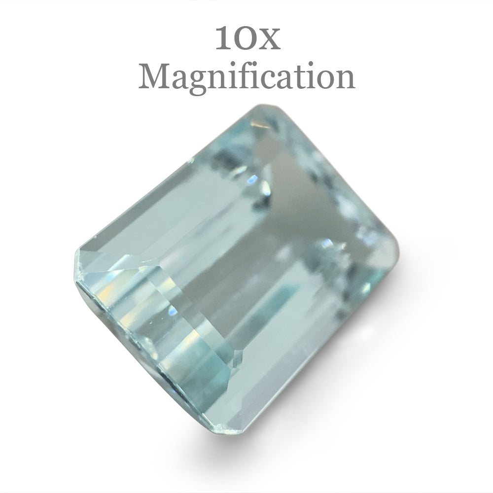 SkyJems 7.54ct Brazilian Blue Aquamarine Emerald Cut Gemstone, Pristine Step-Cut Beryl from Premium Collection
