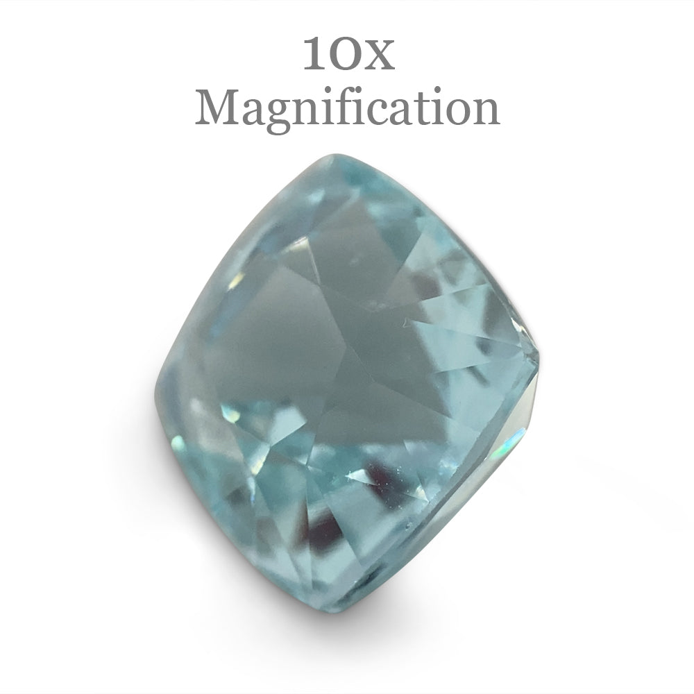 5.43ct Brazilian Cushion-Cut Aquamarine in Slightly Greenish Blue, Unheated Beryl Gemstone from SkyJems Canada