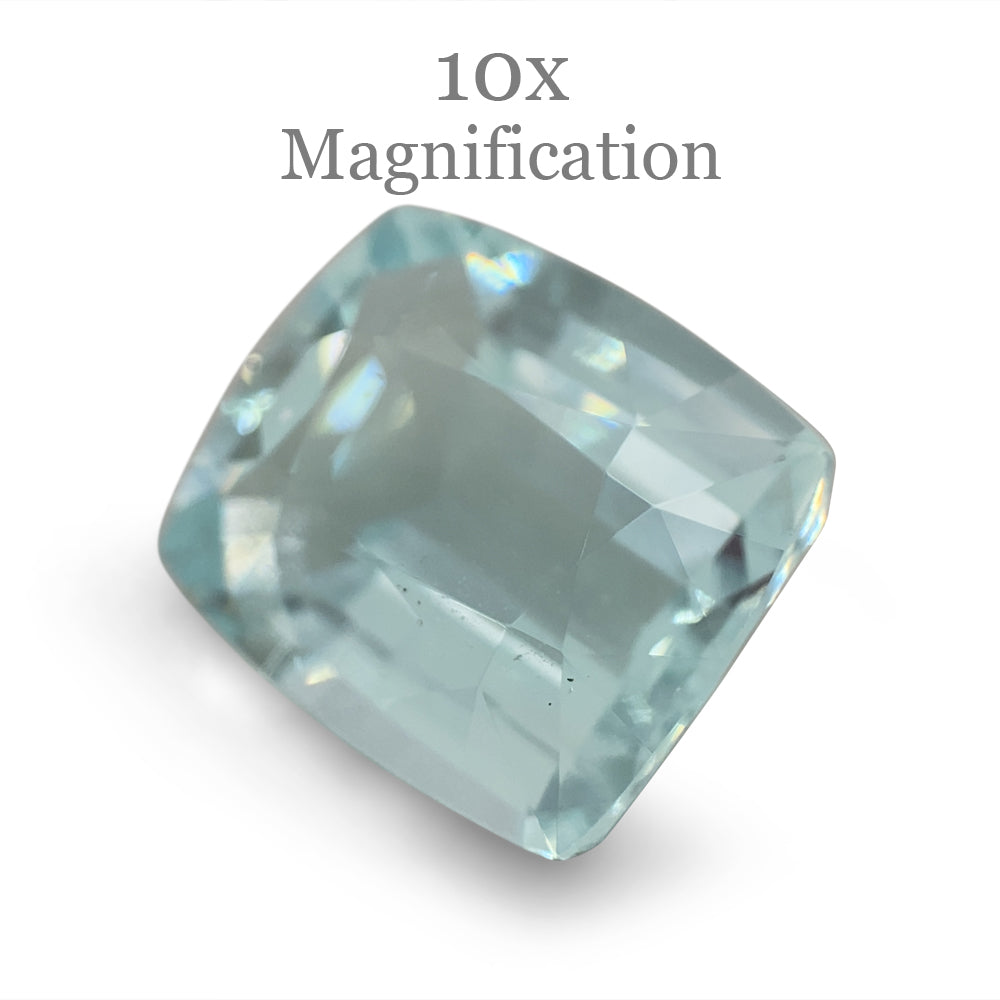 9.6ct Brazilian Cushion-Cut Aquamarine in Slightly Greenish Blue, Unheated Gem from SkyJems Gemstone Collection