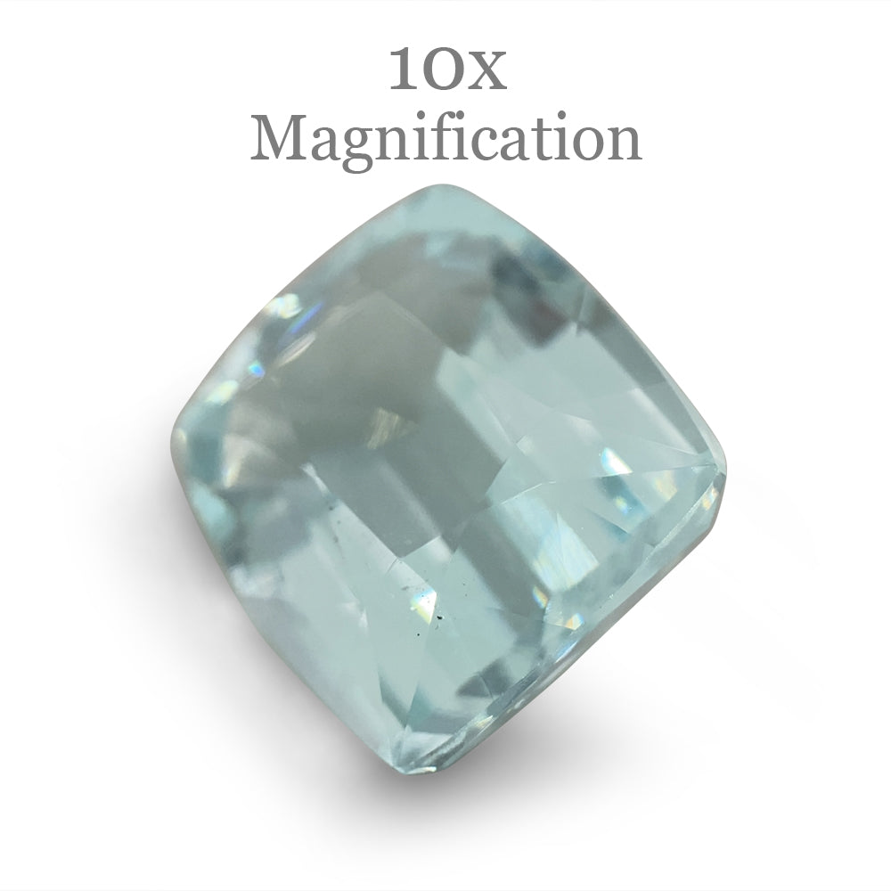 9.6ct Brazilian Cushion-Cut Aquamarine in Slightly Greenish Blue, Unheated Beryl Gemstone by SkyJems