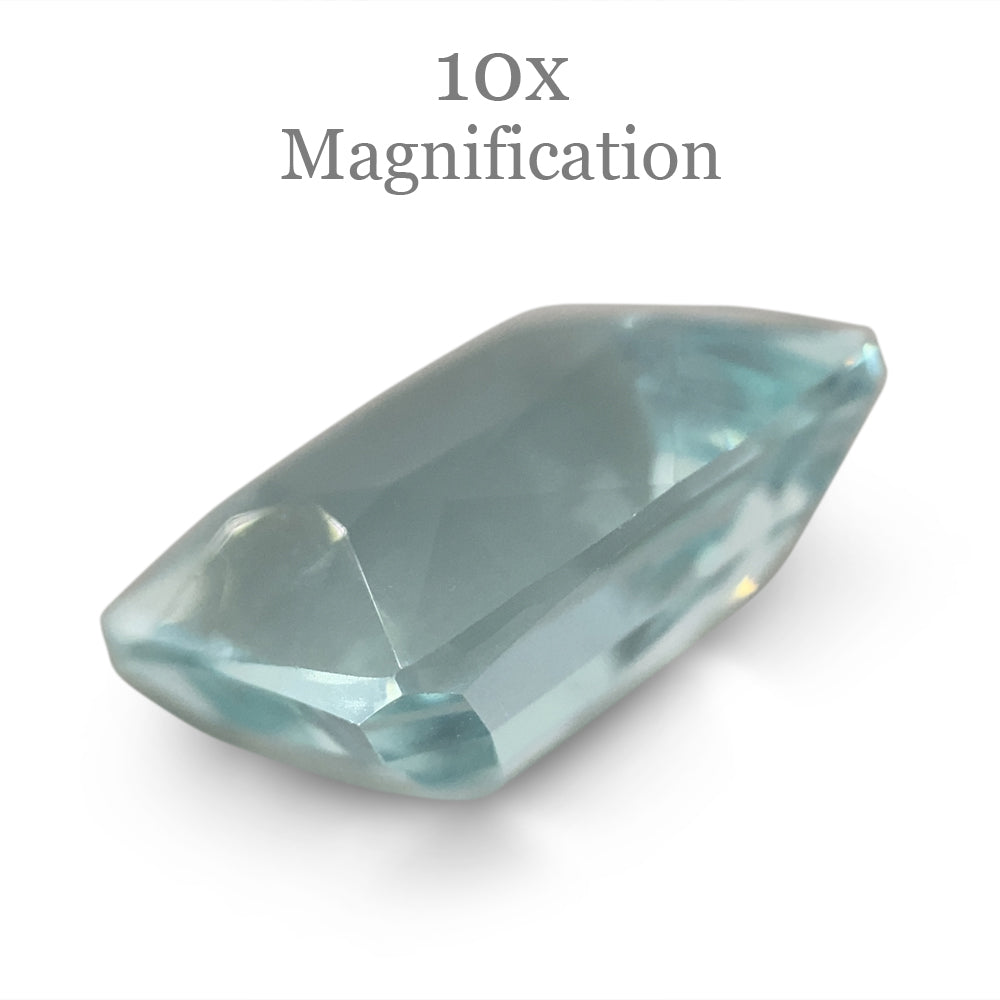 SkyJems 9.6ct Brazilian Cushion-Cut Aquamarine: Pristine Blue Beryl Gemstone with Elegant Step-Cut Design