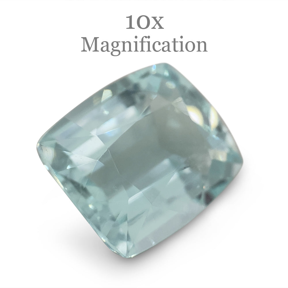 9.6ct Brazilian Cushion-Cut Aquamarine in Slightly Greenish Blue, Unheated Beryl Gemstone by SkyJems