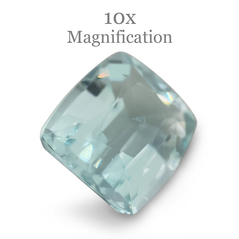 SkyJems 9.6ct Brazilian Cushion-Cut Aquamarine, soft blue-green beryl gemstone with elegant step-cut brilliance