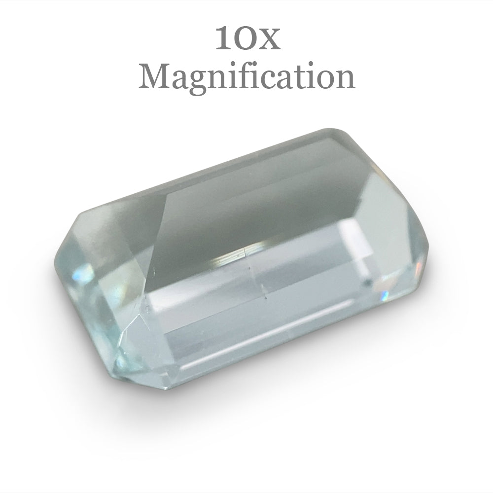 SkyJems 5.87ct Brazilian Aquamarine, pale blue emerald-cut gemstone with subtle grey undertones, precision step-cut