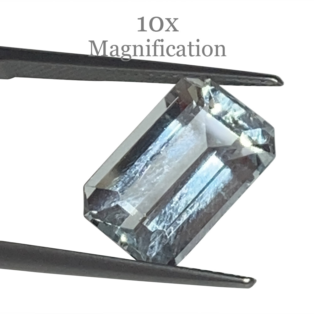SkyJems 5.87ct Brazilian Aquamarine, pale blue emerald-cut gemstone with soft grey undertones, precision step-cut