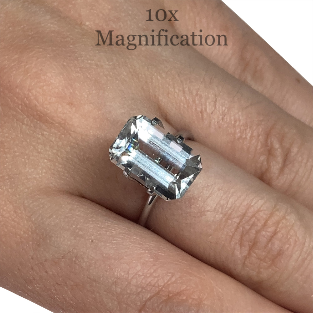 SkyJems 5.87ct Brazilian Aquamarine, vivid blue emerald-cut gemstone with exceptional clarity and brilliance