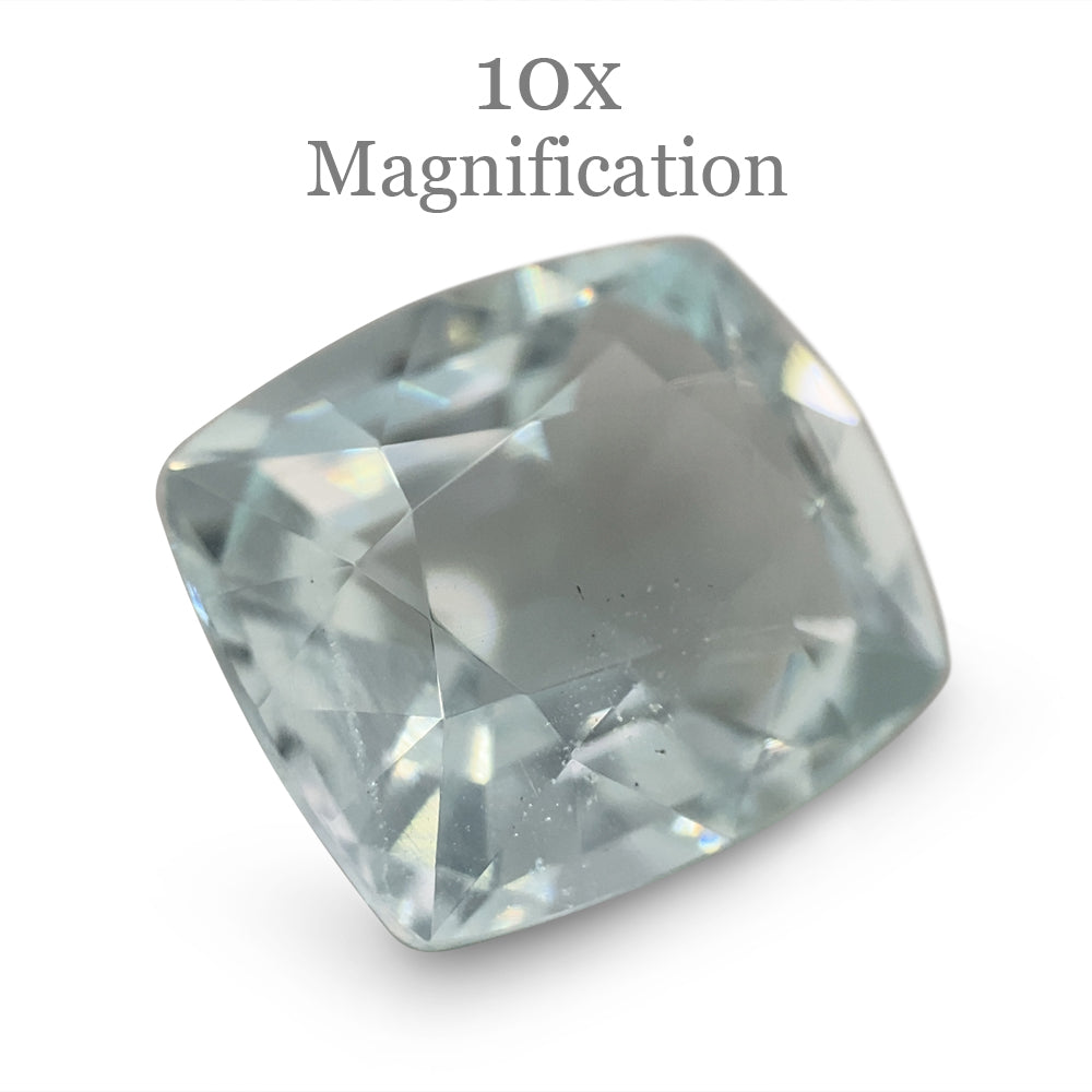 SkyJems 6.12ct Brazilian Cushion-Cut Aquamarine, pale blue beryl gemstone with subtle grey-green undertones