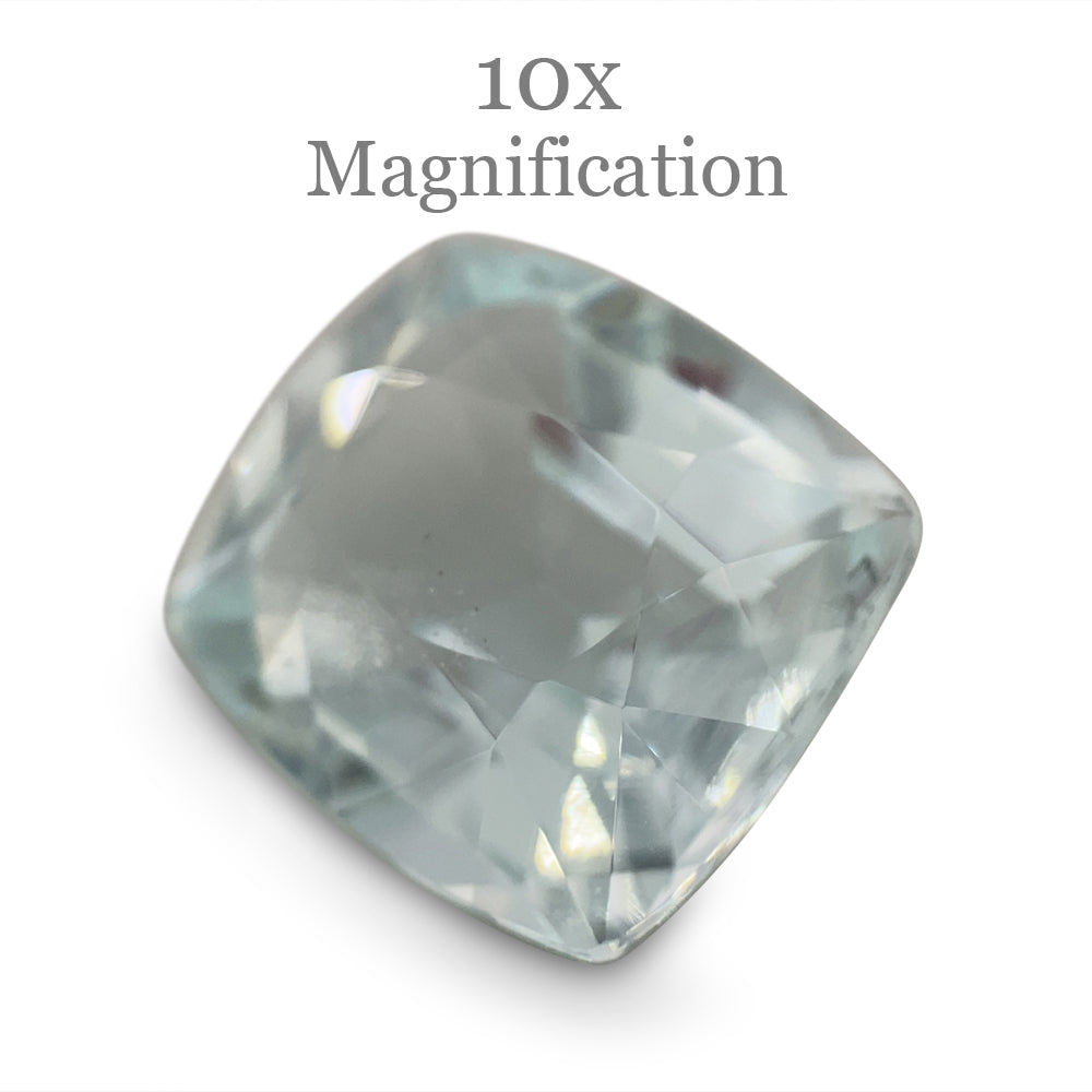 SkyJems 6.12ct Brazilian Cushion-Cut Aquamarine, pale blue beryl gemstone with subtle grey undertones