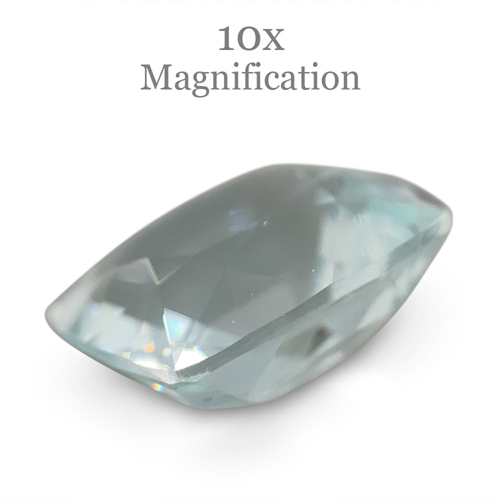 SkyJems 6.12ct Brazilian Cushion-Cut Aquamarine, pale blue beryl gemstone with subtle grey-green undertones