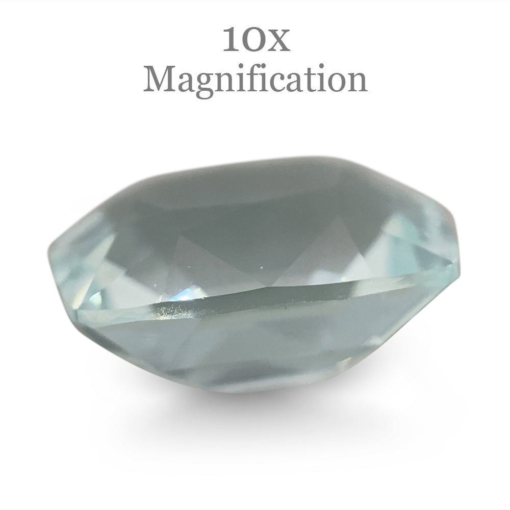 SkyJems 6.12ct Brazilian Cushion-Cut Aquamarine, pale blue beryl gemstone with subtle grey-green undertones