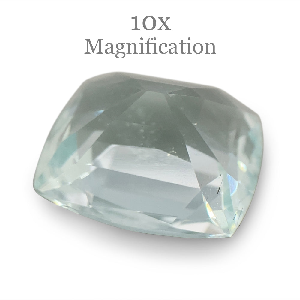 SkyJems 6.12ct Brazilian Cushion-Cut Aquamarine, pale blue beryl gemstone with subtle grey-green undertones