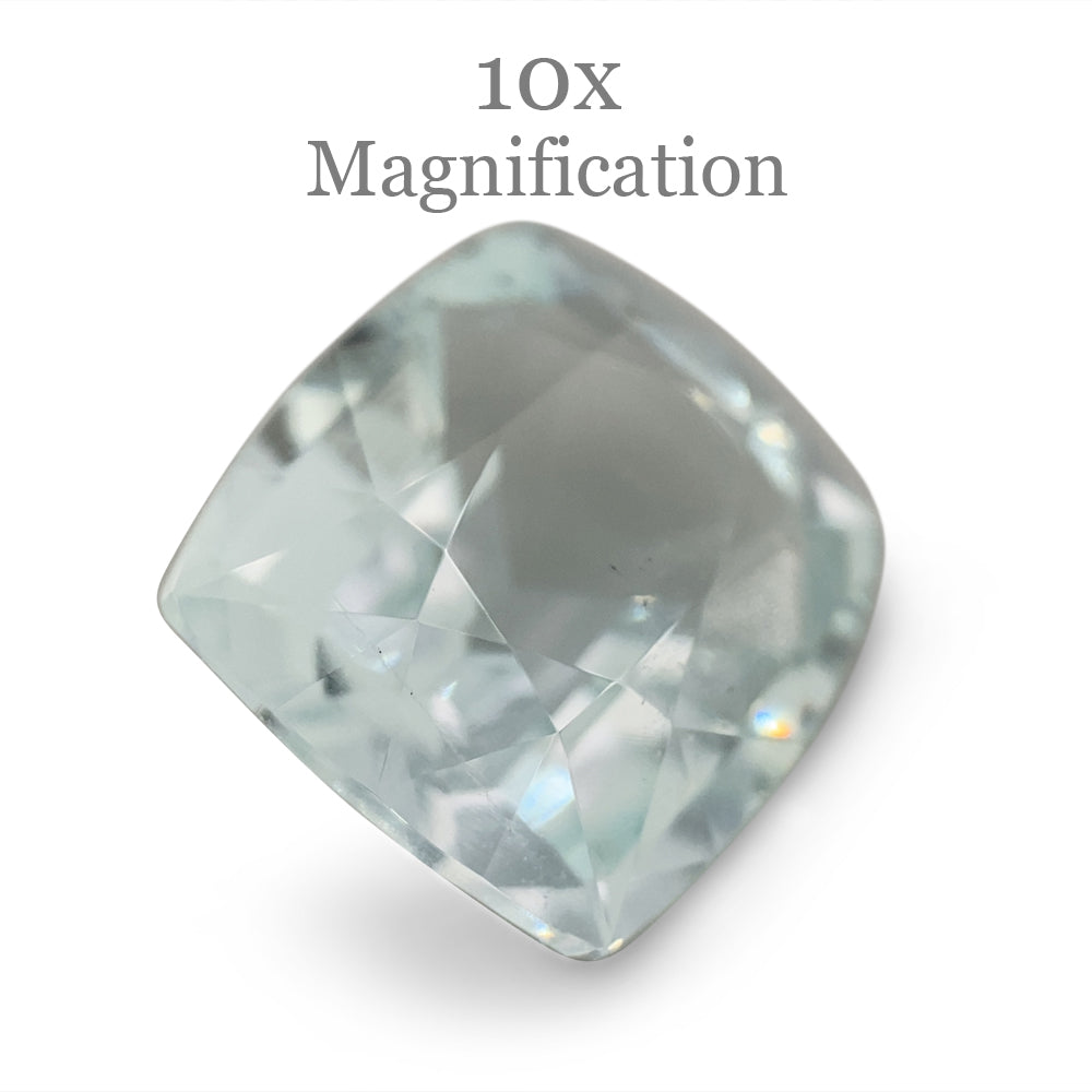 SkyJems 6.12ct Brazilian Cushion-Cut Aquamarine, soft blue-green beryl gemstone with exceptional clarity and brilliance