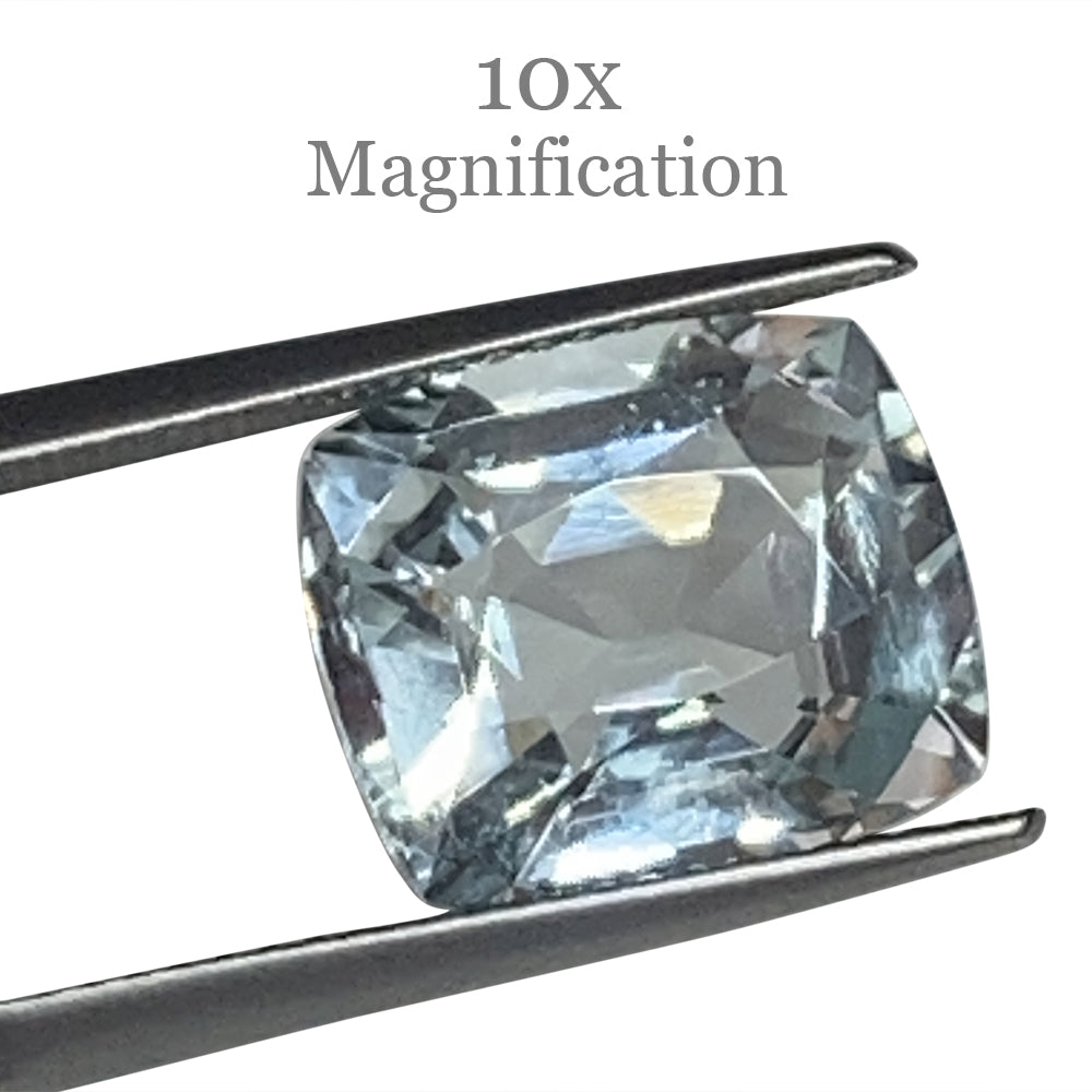 SkyJems 6.12ct Brazilian Cushion-Cut Aquamarine, pale blue beryl gemstone with subtle grey-green undertones