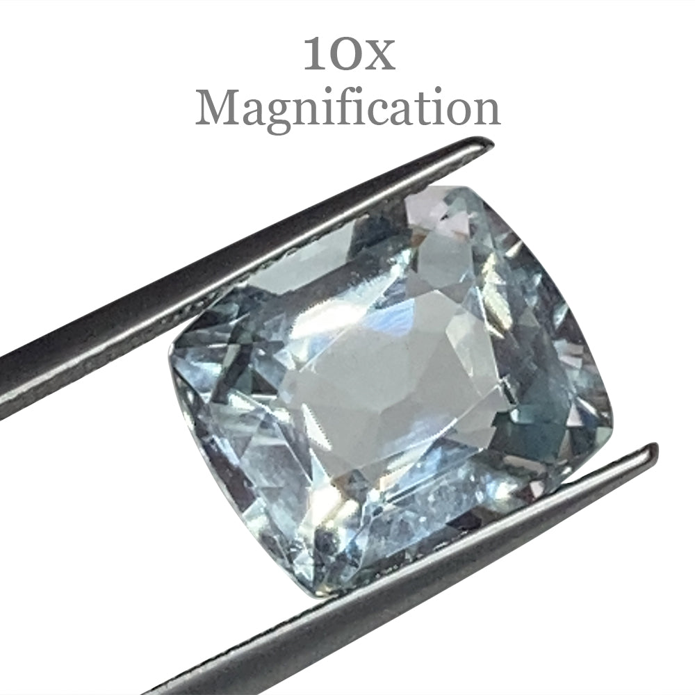 SkyJems 6.12ct Brazilian Cushion-Cut Aquamarine, pale blue beryl gemstone with subtle grey-green undertones