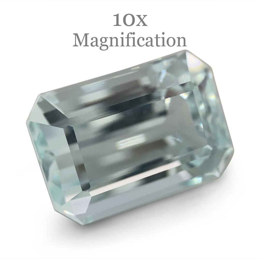 SkyJems 7.8ct Brazilian Aquamarine, very light blue emerald-cut gemstone, natural unheated beryl from premium gem collection