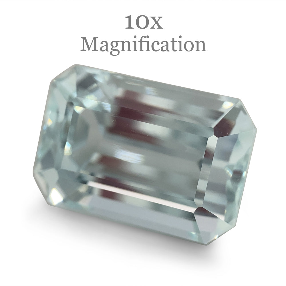 SkyJems 7.8ct Brazilian Aquamarine, very light blue emerald-cut gemstone, natural unheated beryl from Brazil